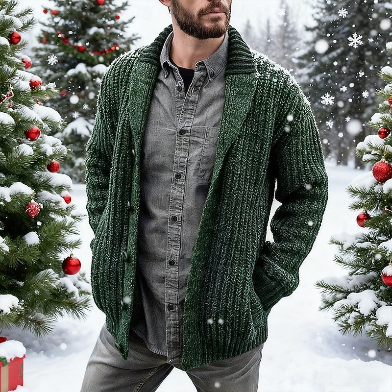 Men's shawl collar knit cardigan