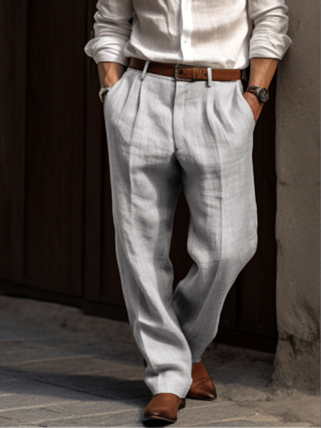 Men's loose fit tailored business trousers, view 7