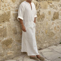 Men's ankle-length V-notch robe with front pocket and side slits - view 2
