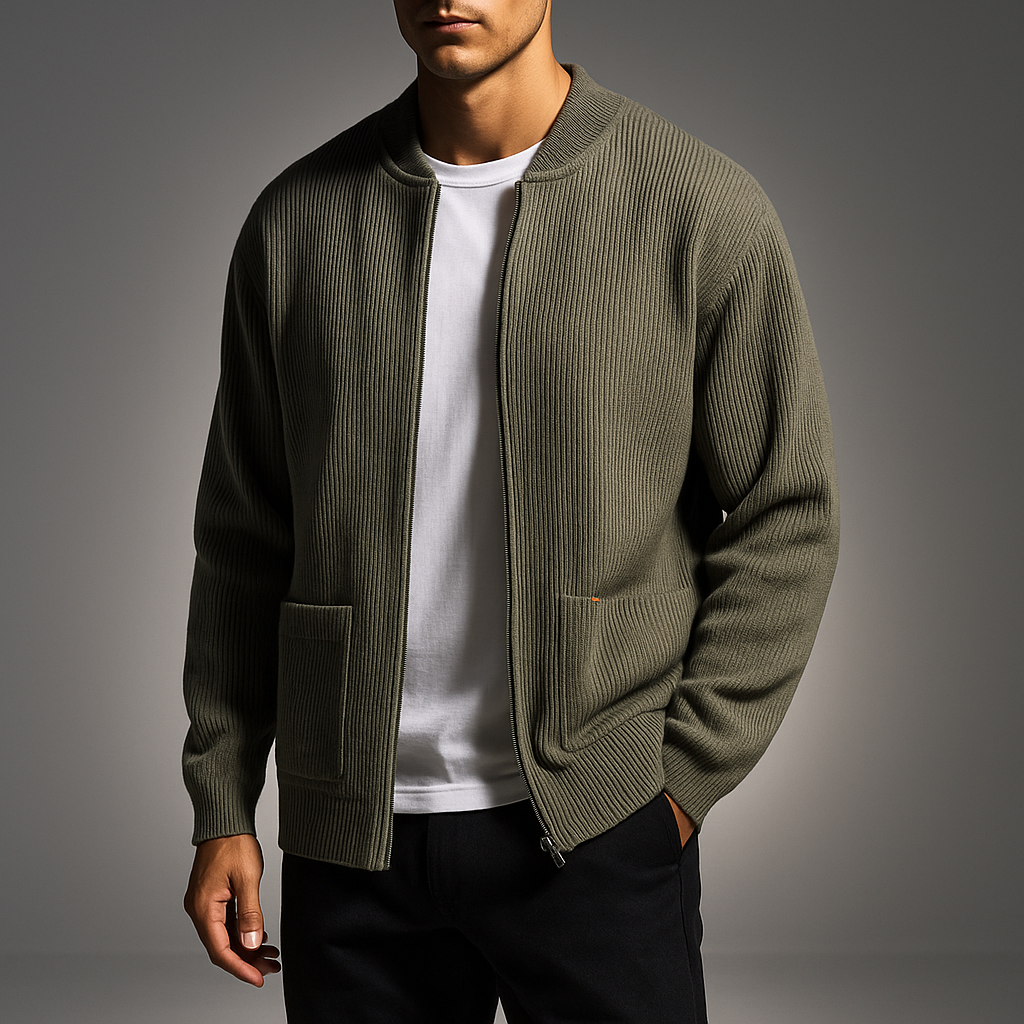 Men's ribbed oversized open cardigan, view 9