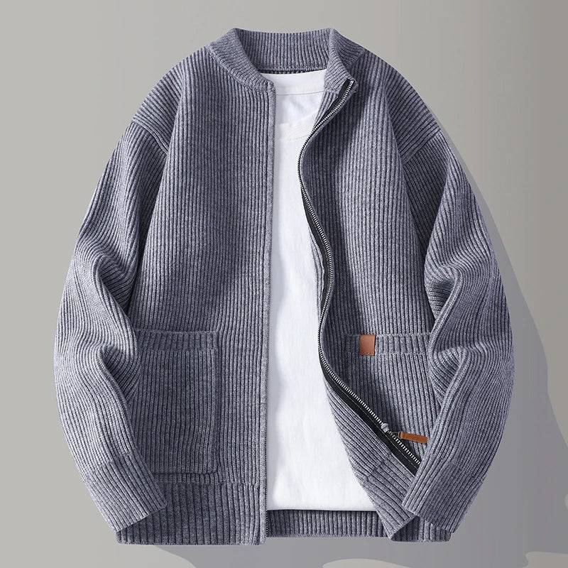Men's ribbed oversized open cardigan, detail