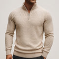 Men's wool blend waffle quarter zip jumper