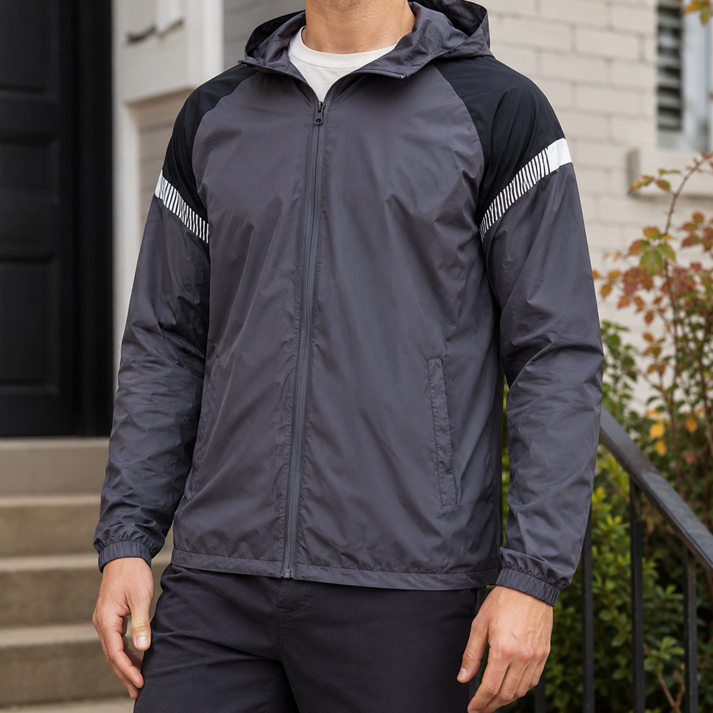 Men's lightweight hooded zip jacket