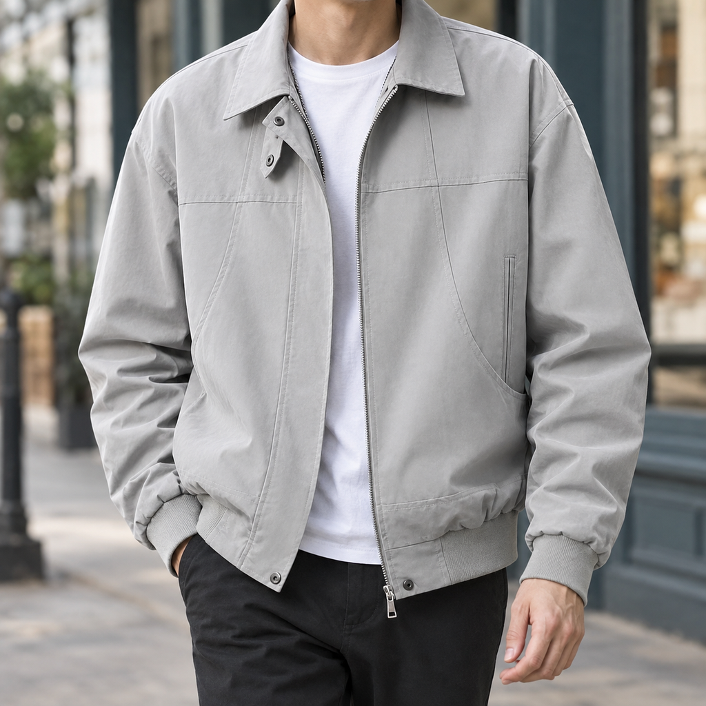 Men's panelled point collar zip jacket