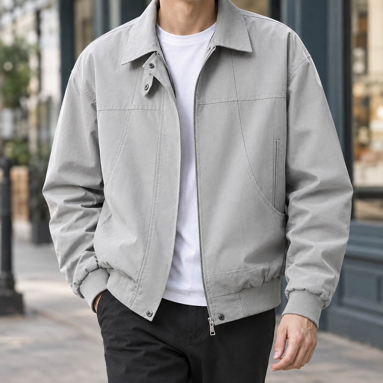 Yates | Panelled Point Collar Zip Jacket