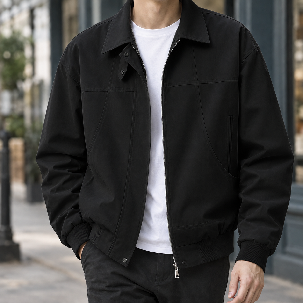Yates | Panelled Point Collar Zip Jacket