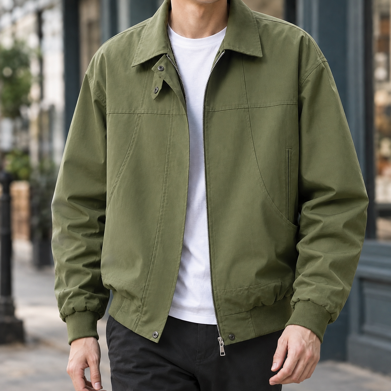 Yates | Panelled Point Collar Zip Jacket
