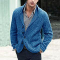 Men's cable knit lapel button cardigan