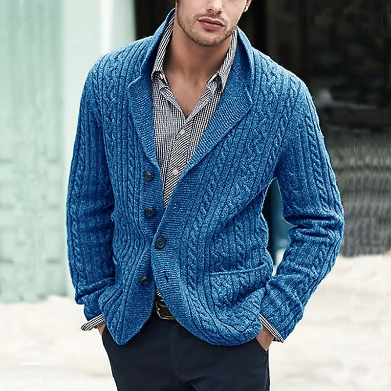 Arthur | Cable Knit Lapel Button Cardigan