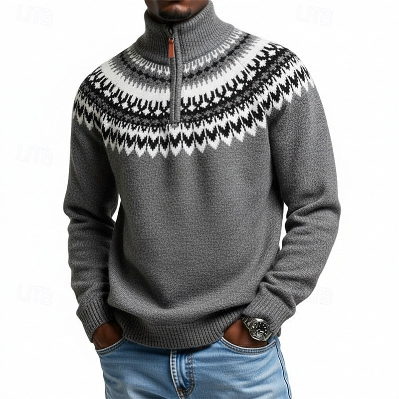 Elias | Patterned Quarter Zip Jumper