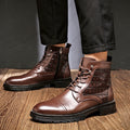 Men's side zip leather dress boots