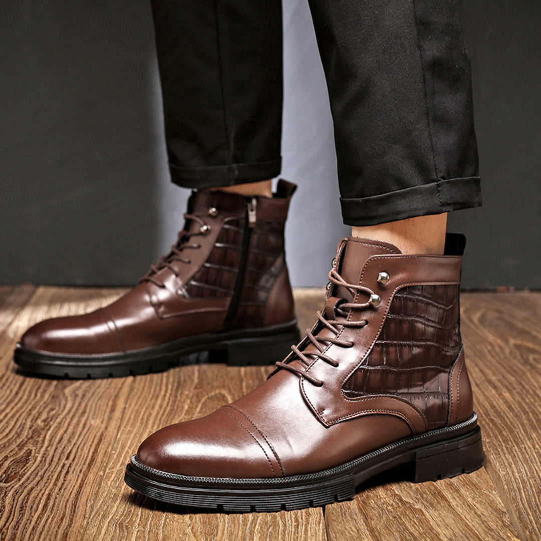 Zachariah | Side Zip Leather Dress Boots