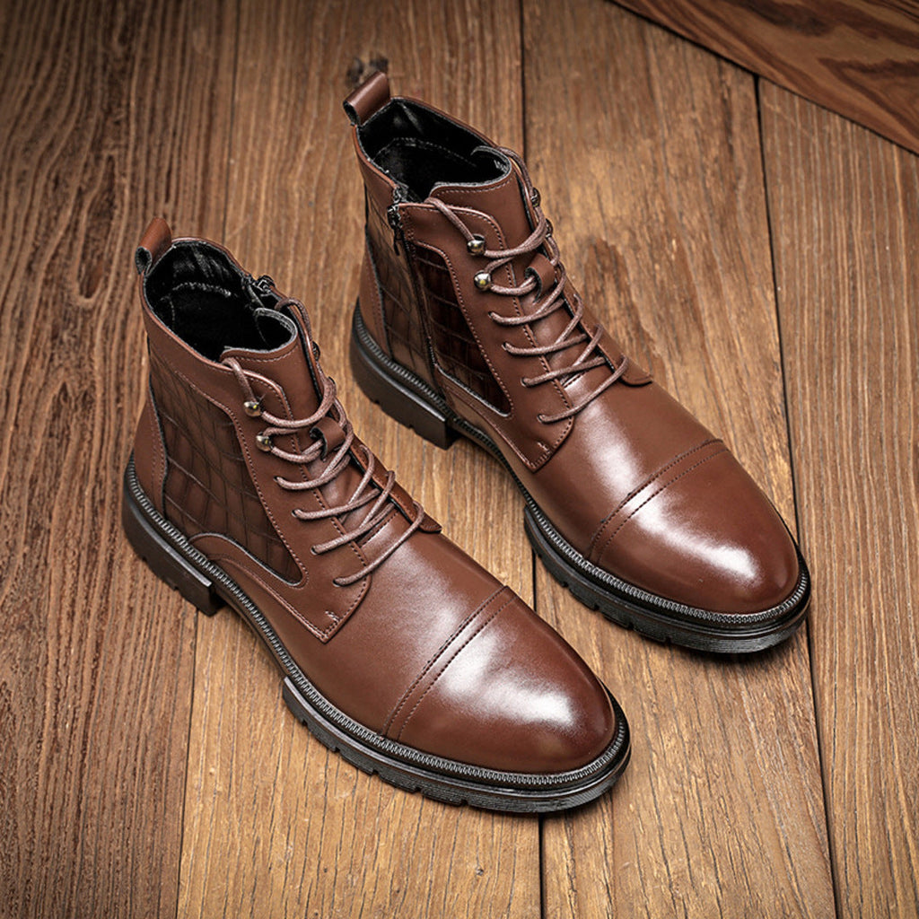 Men's side zip leather dress boots, detail