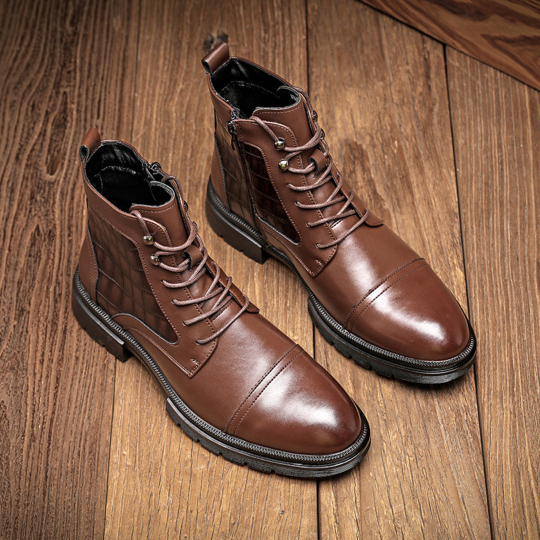 Zachariah | Side Zip Leather Dress Boots