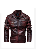 Men's quilted panel leather racer jacket