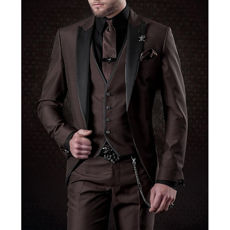 Men's three piece blazer waistcoat set, back view
