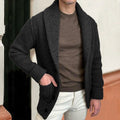Men's shawl collar ribbed cardigan
