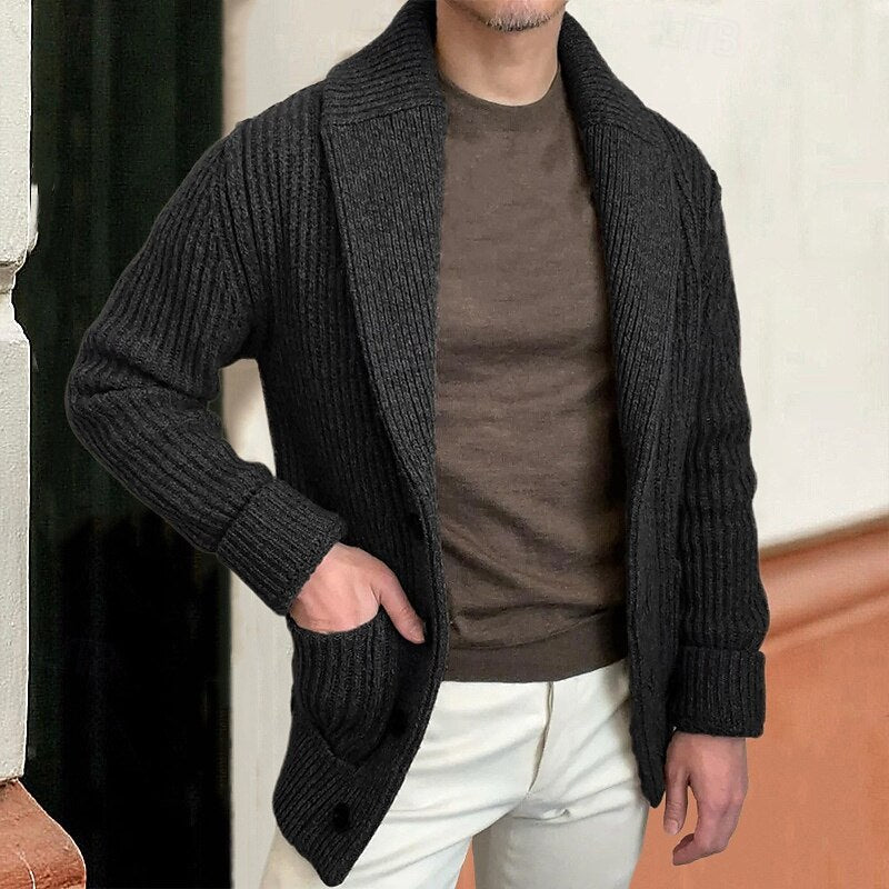 Gerald | Shawl Collar Ribbed Cardigan