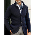 Men's textured stand collar cardigan