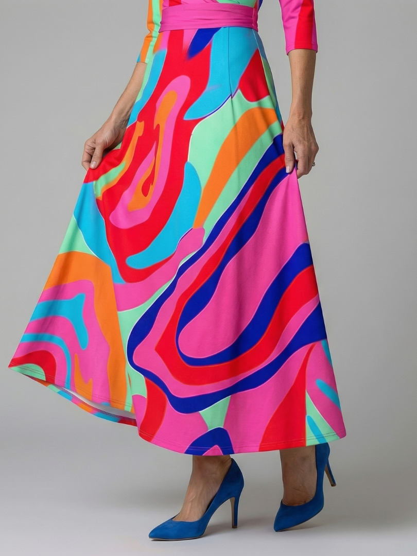 Floral wrap satin maxi dress with V neckline, three-quarter sleeves and sash waist - view 11