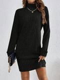 Ribbed turtleneck jumper dress with long sleeves in a mini length - view 4