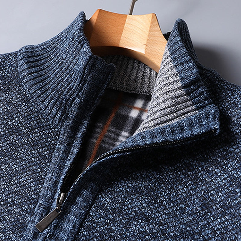 Men's quarter zip stand collar jumper, view 6