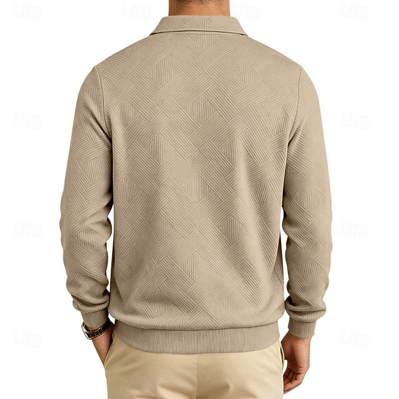Men's smart collar quarter zip pullover, back view