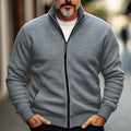 Men's zip front stand collar cardigan