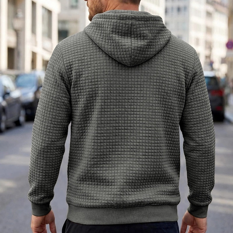 Men's soft textured hooded pullover, view 10