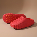 Closed-toe slip-on slippers with perforated upper, ridged sole and contrast orange grip dots - view 2