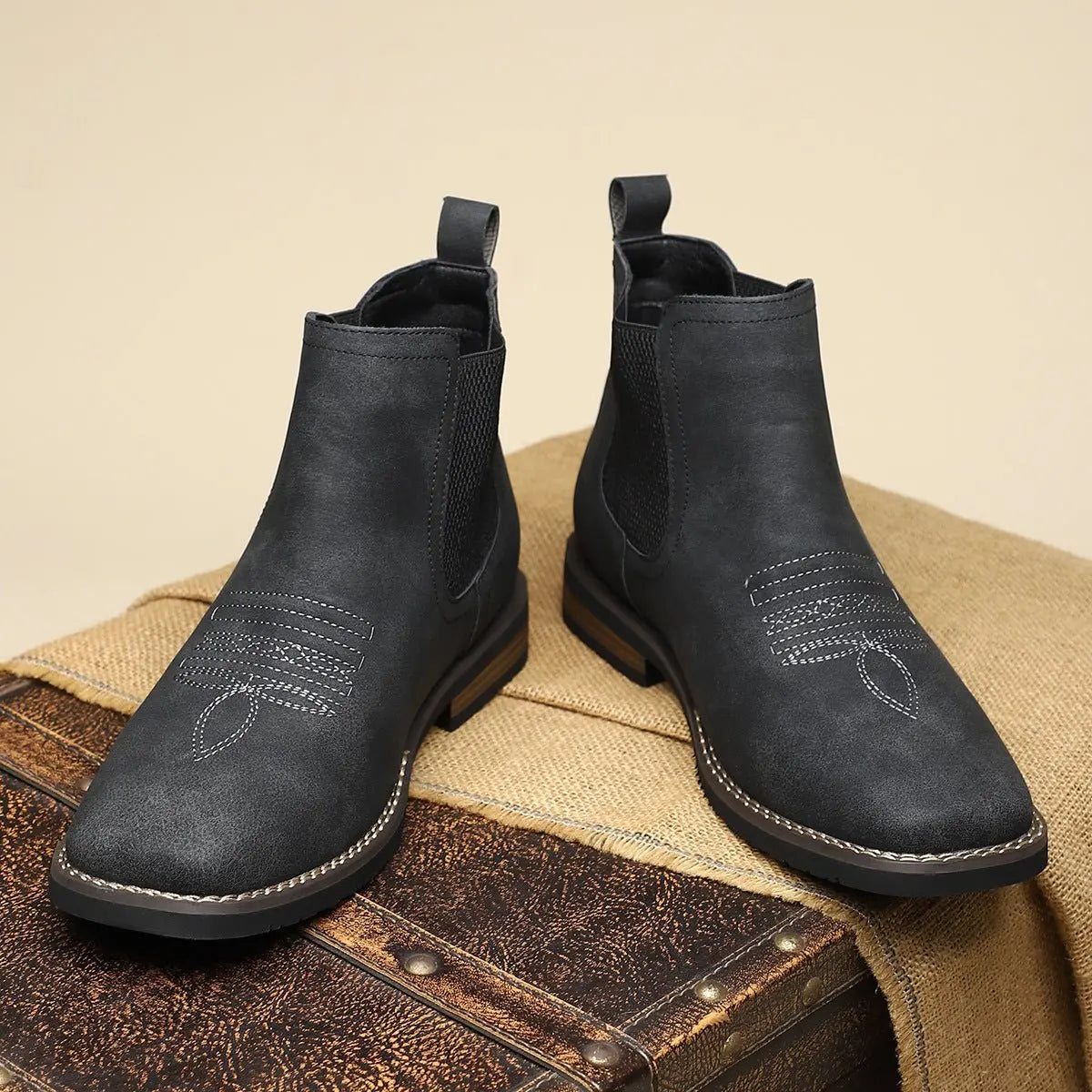 Men's western stitch chelsea ankle boots, view 12