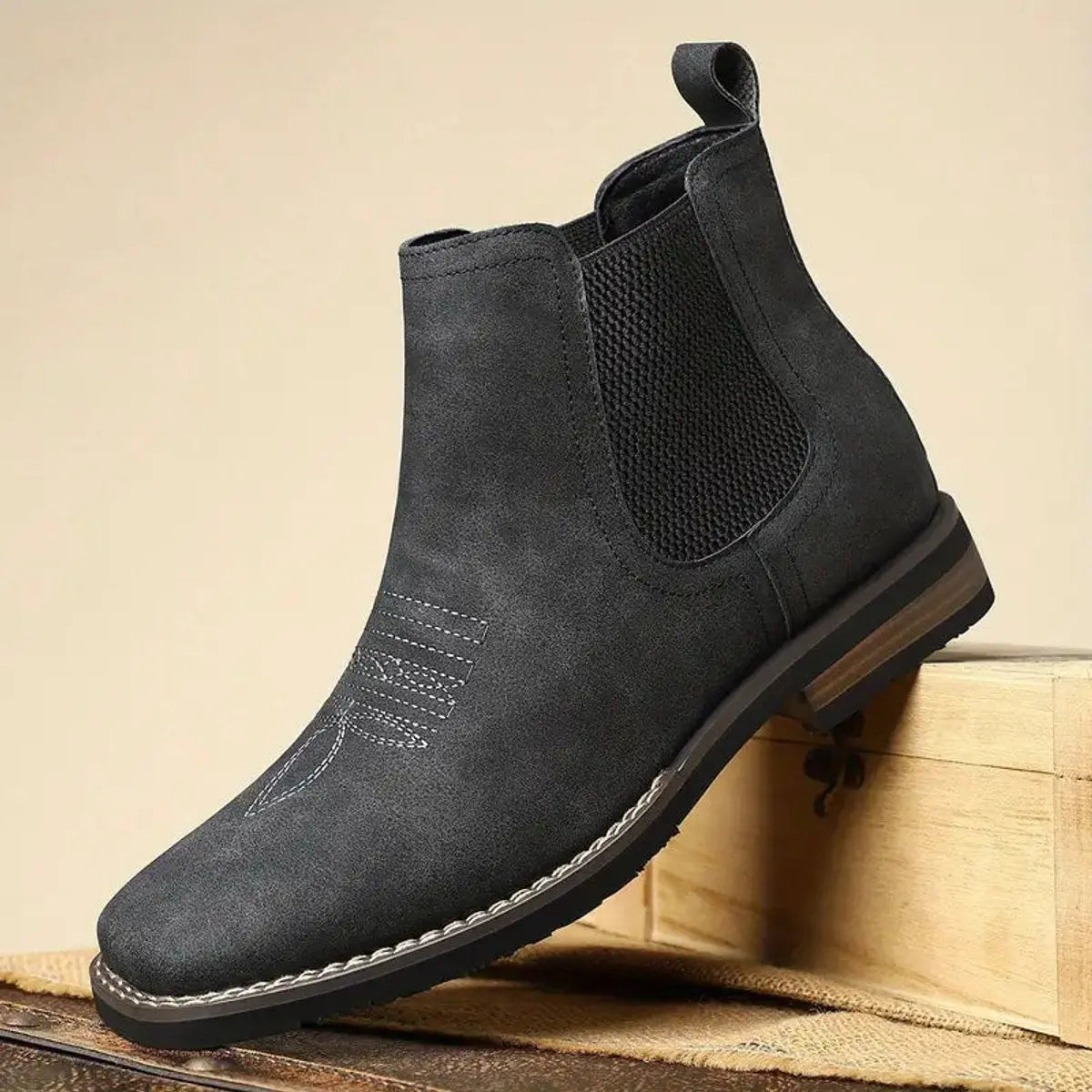 Men's western stitch chelsea ankle boots, view 13