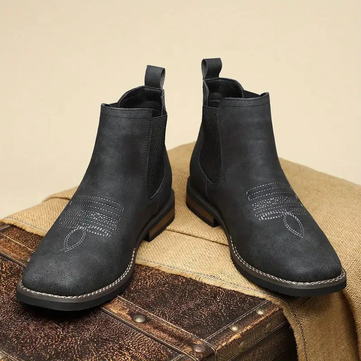 Men's western stitch chelsea ankle boots, view 14
