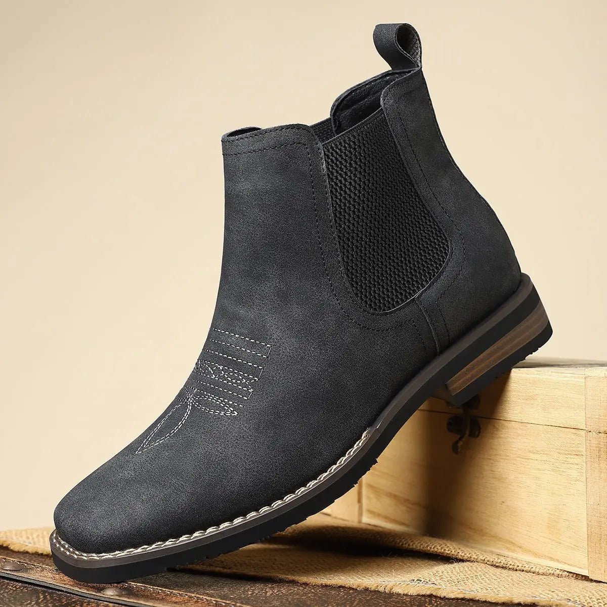 Men's western stitch chelsea ankle boots, view 5