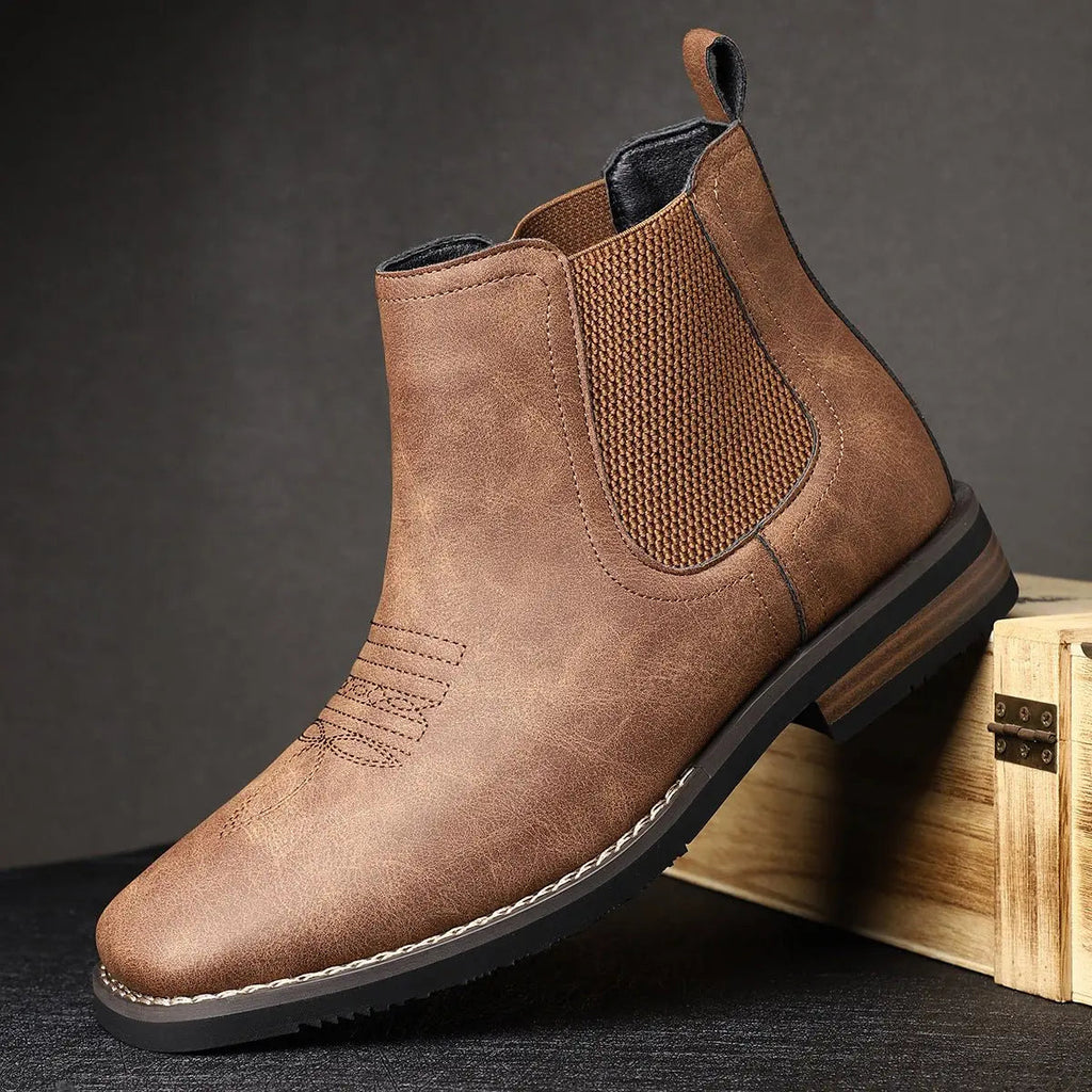 Men's western stitch chelsea ankle boots, view 8