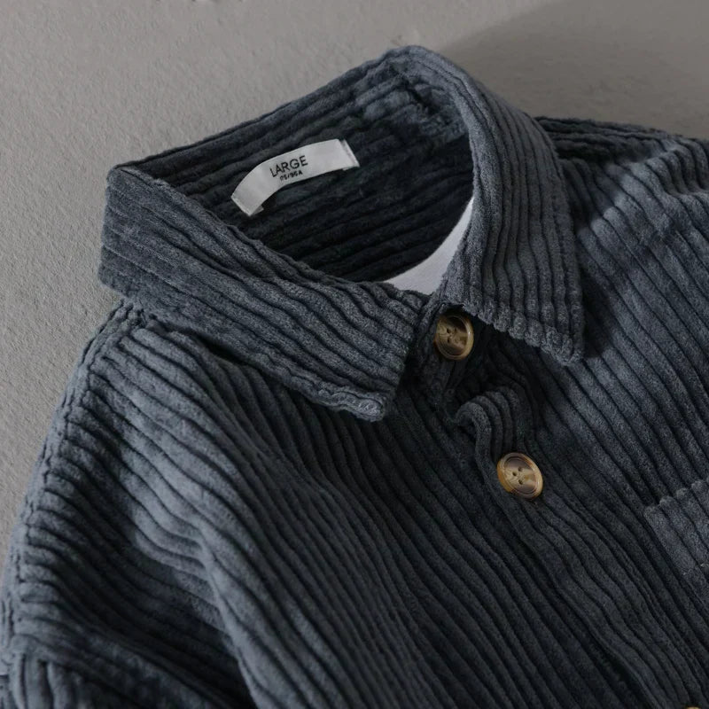 Men's retro corduroy long sleeve shirt, view 5