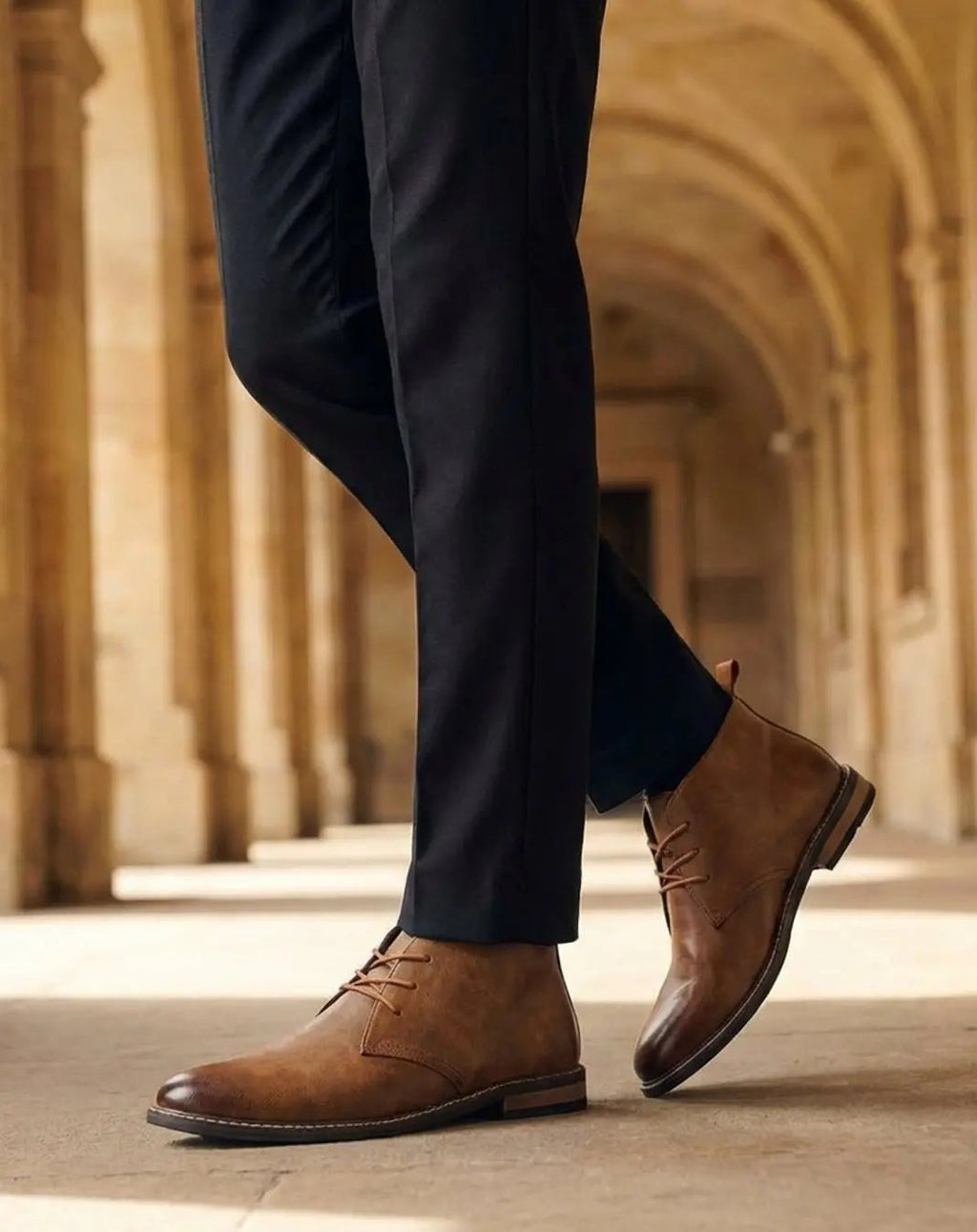 Men's full grain leather chukka boots, detail