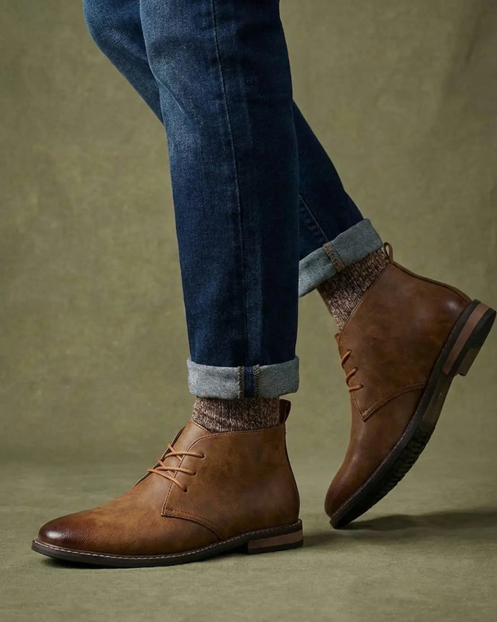 Men's full grain leather chukka boots, view 5