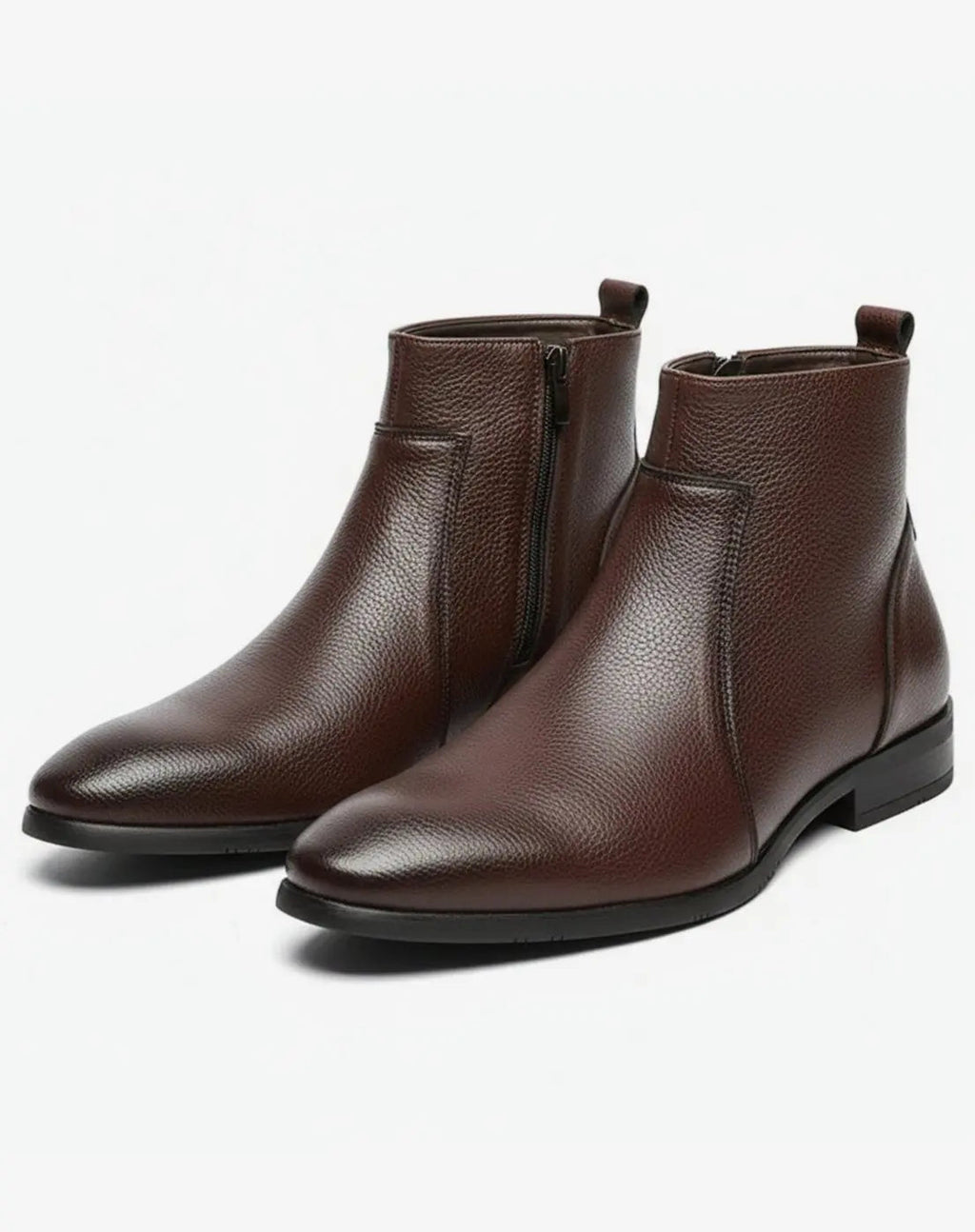 Men's pointed toe side zip leather boots