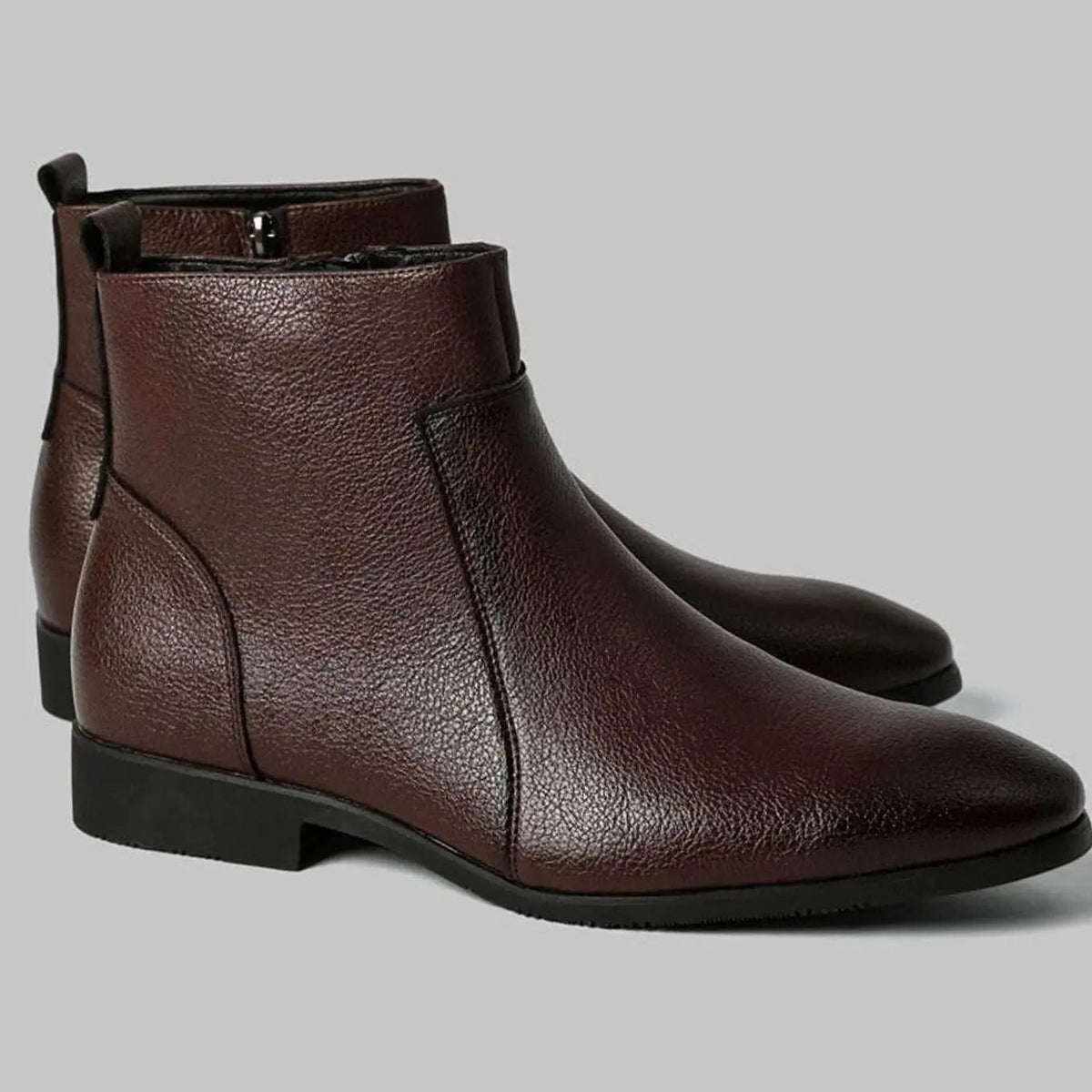 Men's pointed toe side zip leather boots, view 10