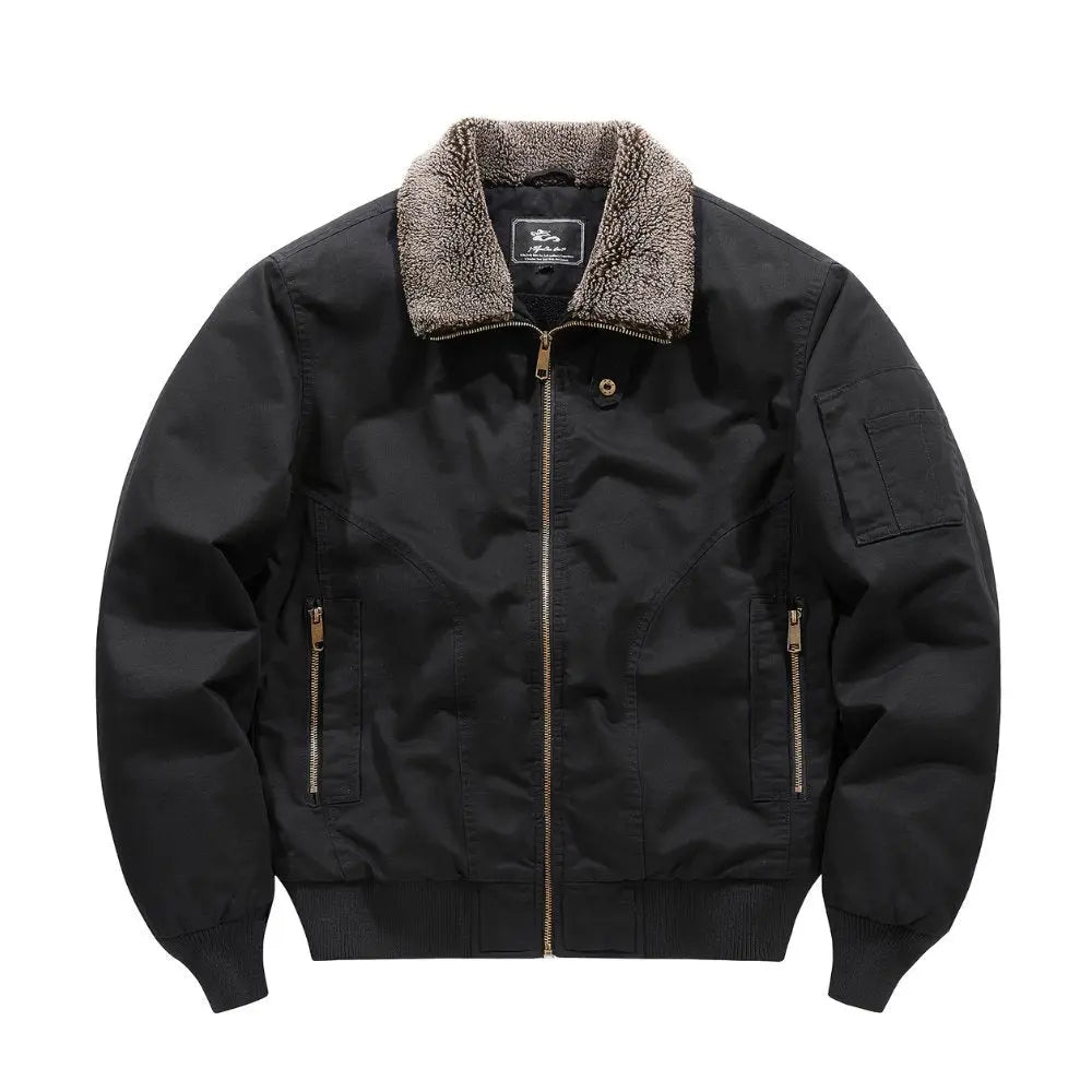 Men's sherpa collar zip bomber jacket