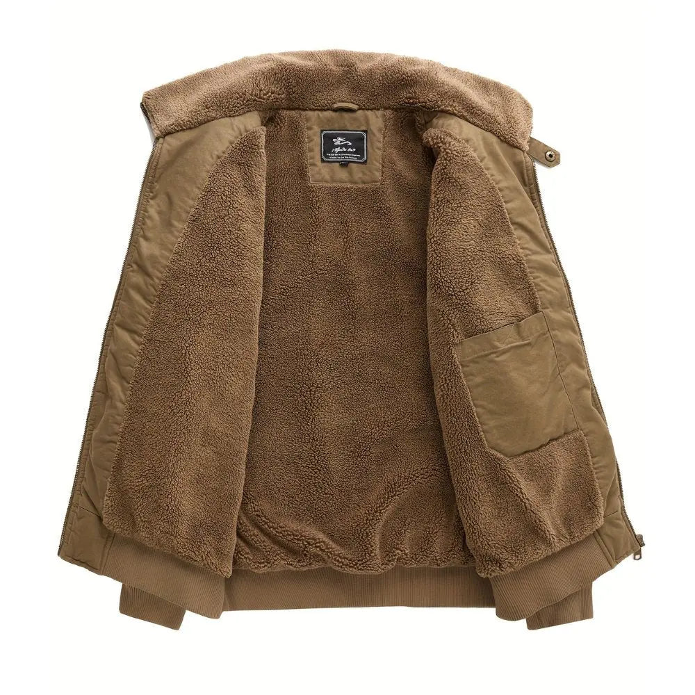 Men's sherpa collar zip bomber jacket, view 5