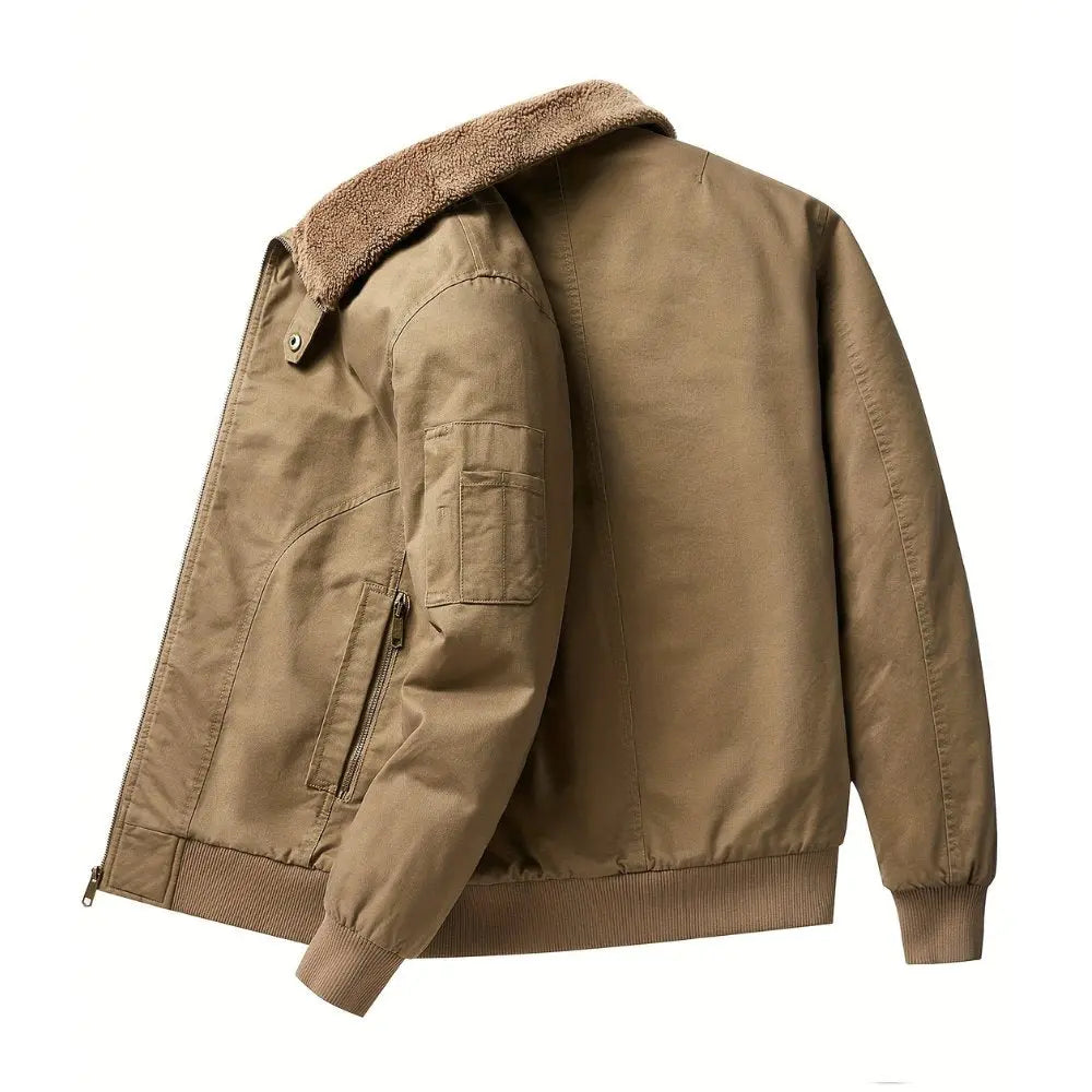 Men's sherpa collar zip bomber jacket, view 6
