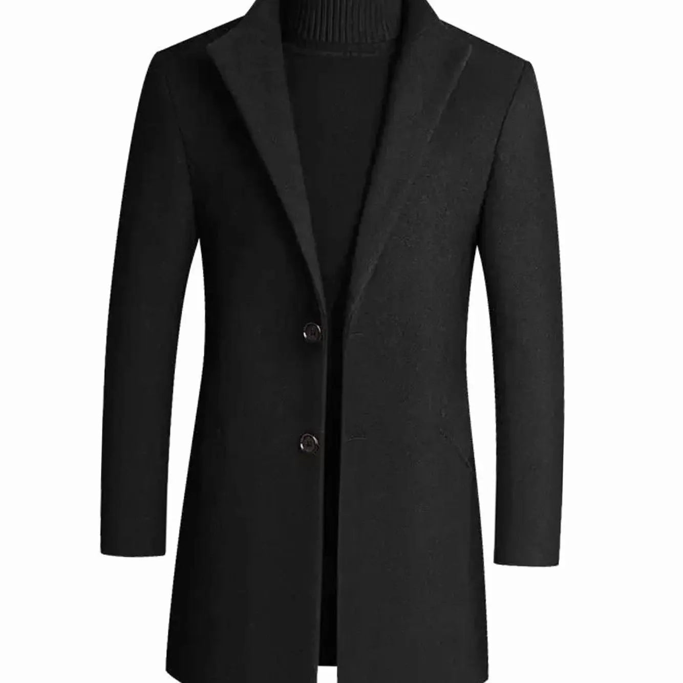 Men's slim fit wool blend overcoat, side view