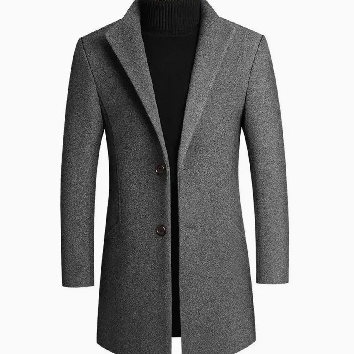 Men's slim fit wool blend overcoat, detail
