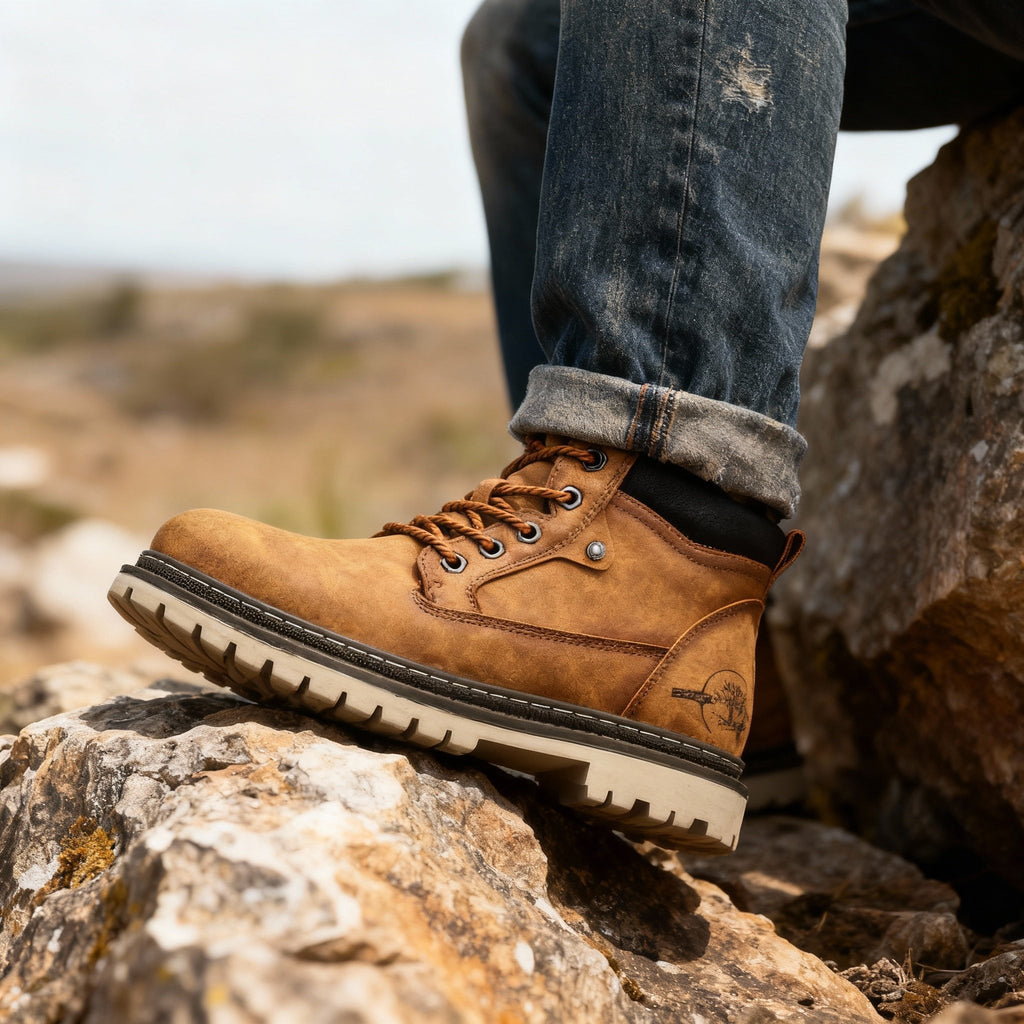 Men's anti slip leather work boots, view 5