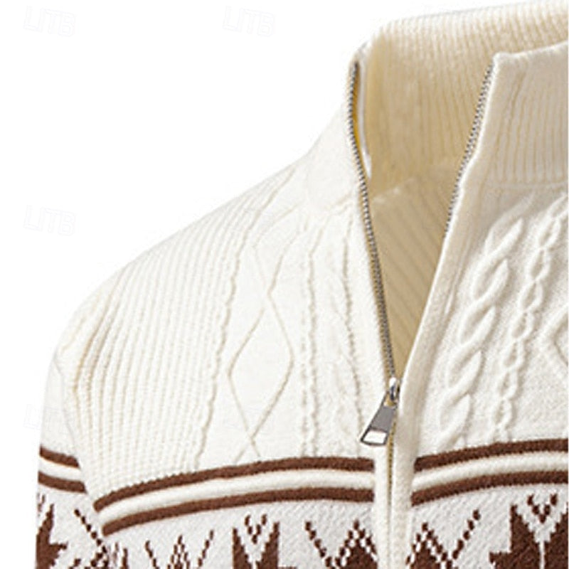 Men's fair isle zip cardigan, view 8