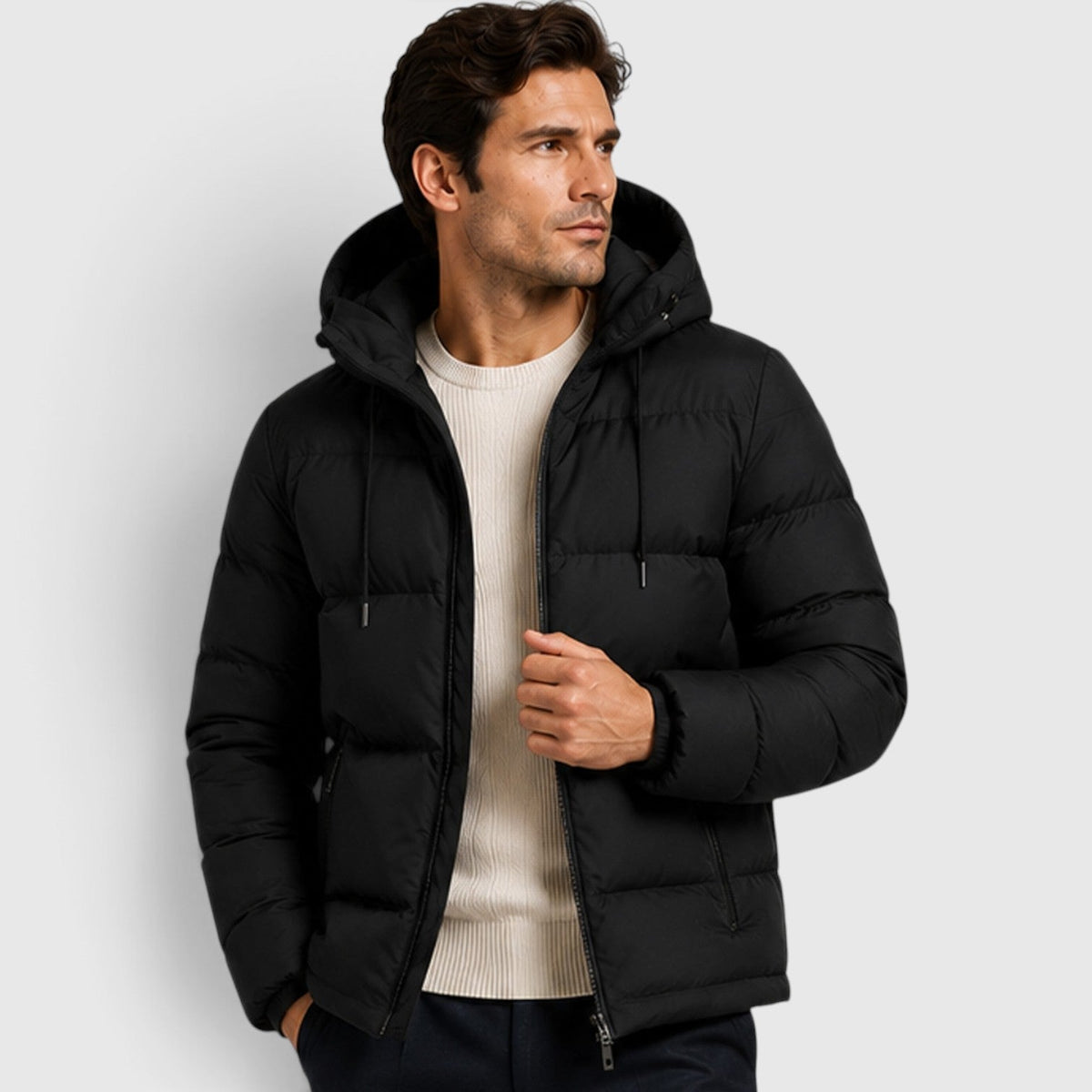 Men's essential hooded puffer jacket, view 8