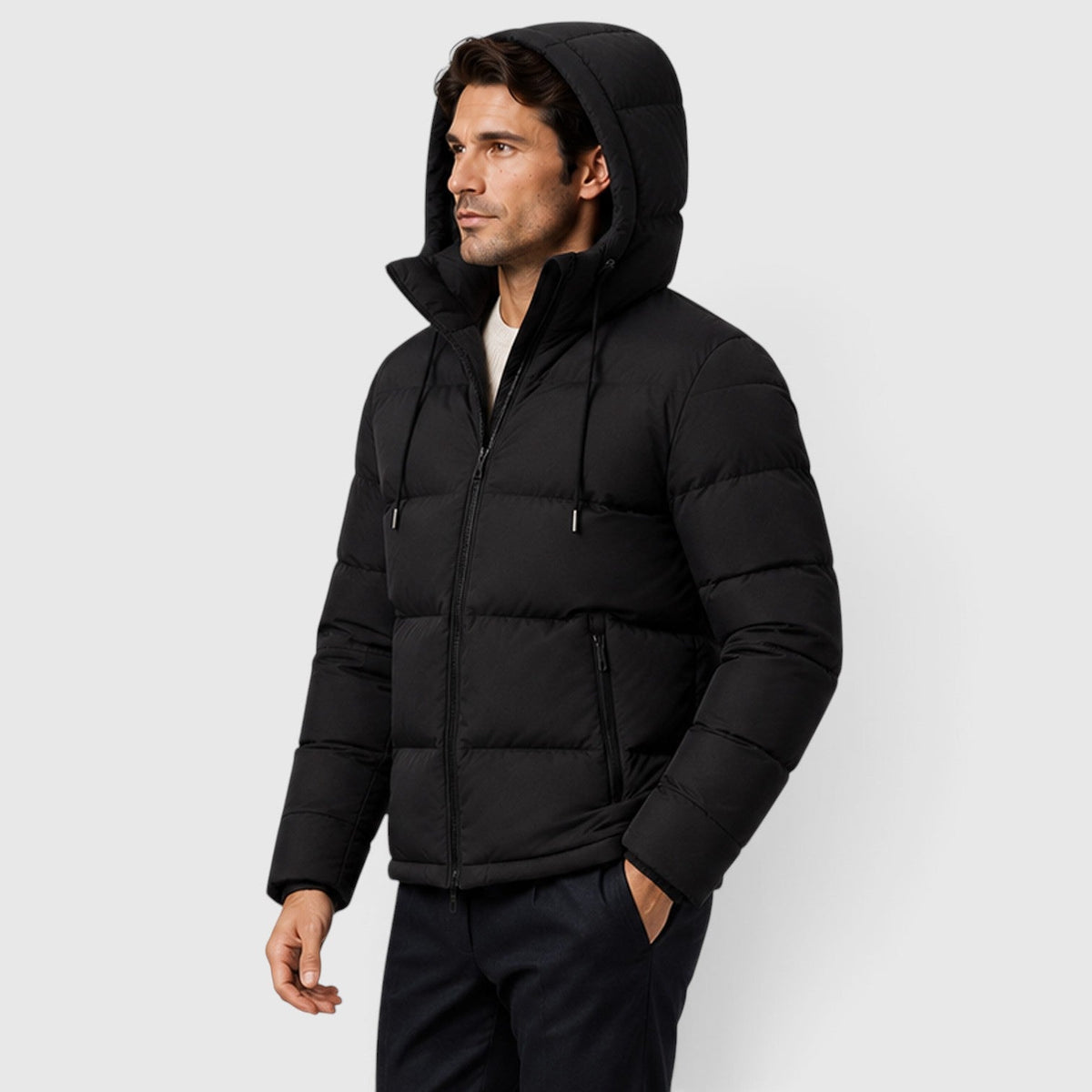 Men's essential hooded puffer jacket, view 9