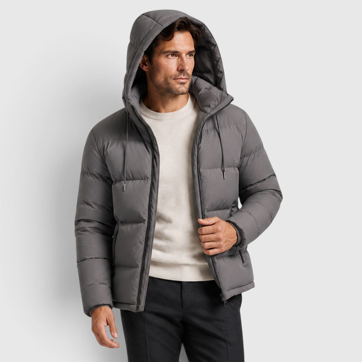 Men's essential hooded puffer jacket, view 14